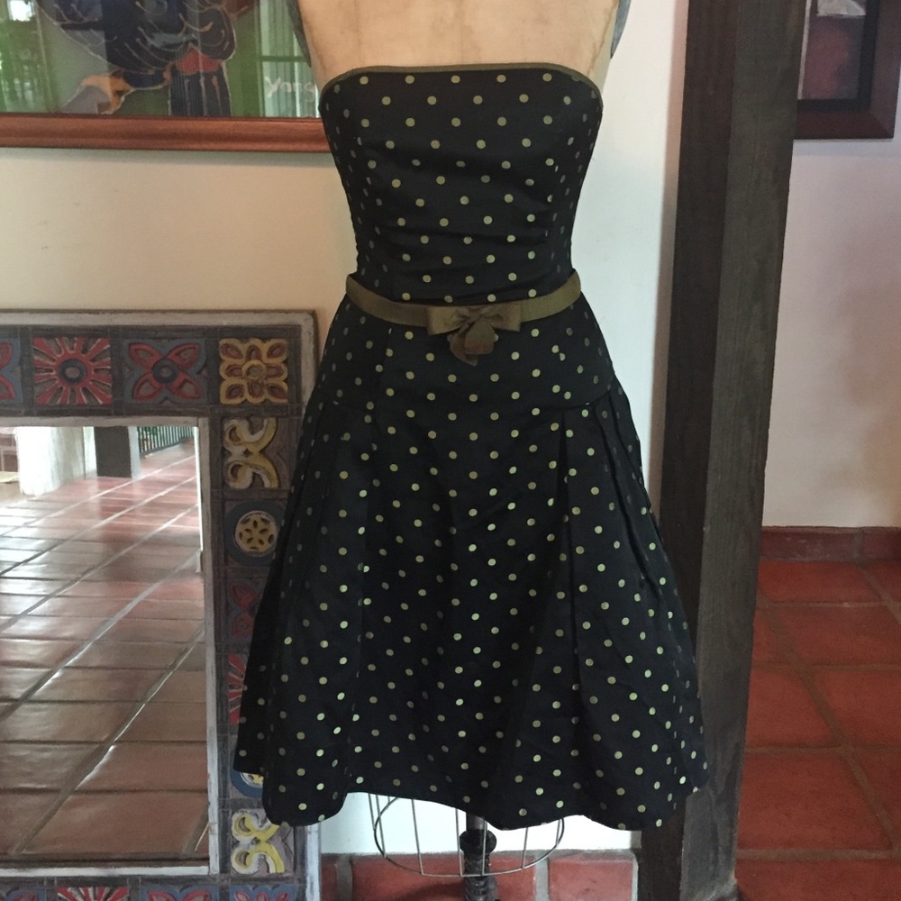 Strapless McClintock Polkadot Dress with netting